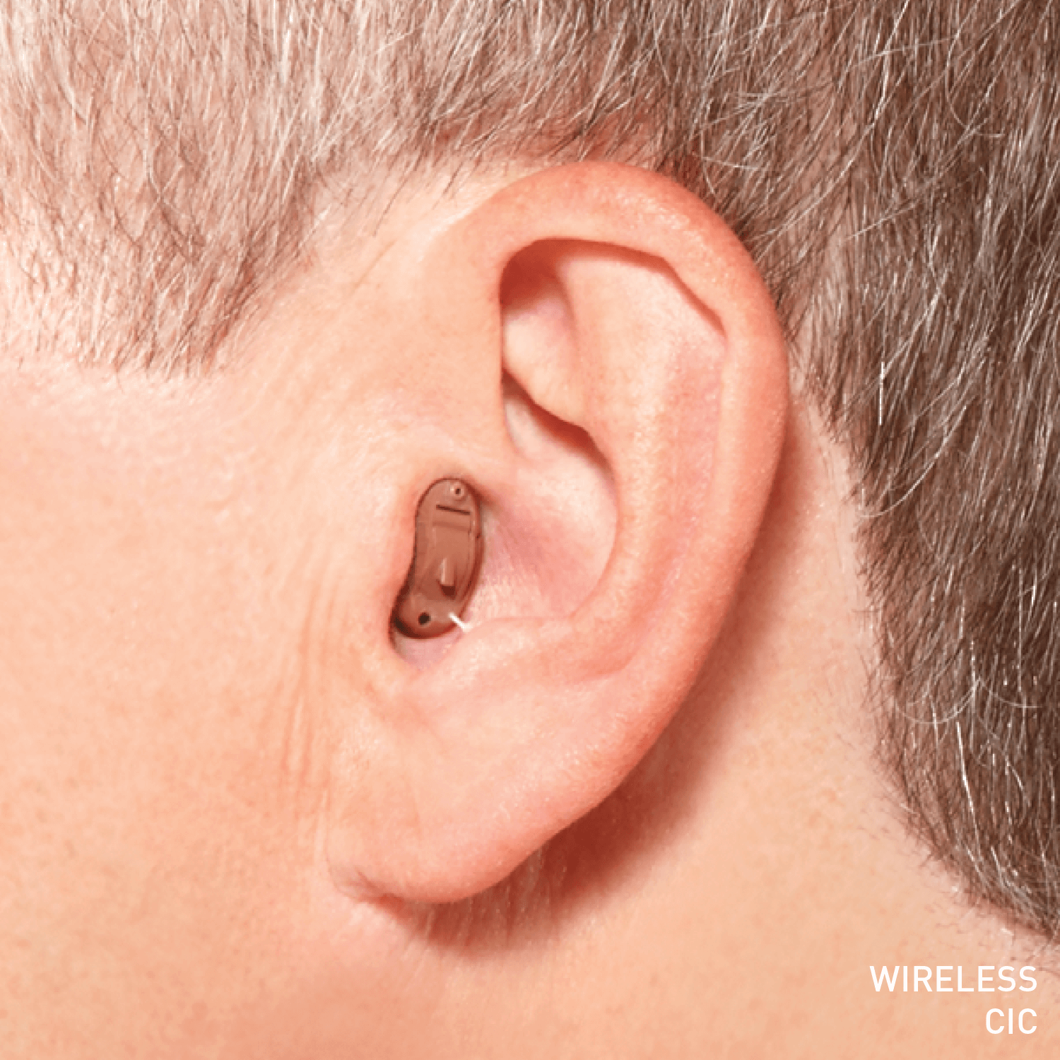 Man with CIC Hearing Aid in Ear