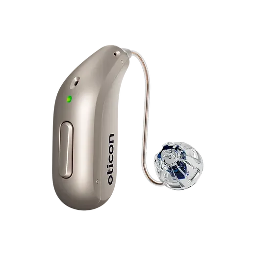 Silver Oticon hearing aid